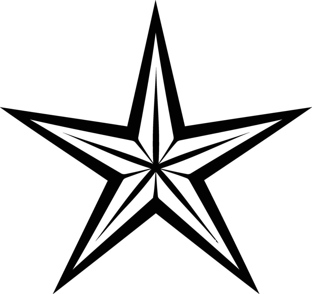 Simple black and white silhouette of a five pointed star, perfect for design projects, logos, or tattoos vector