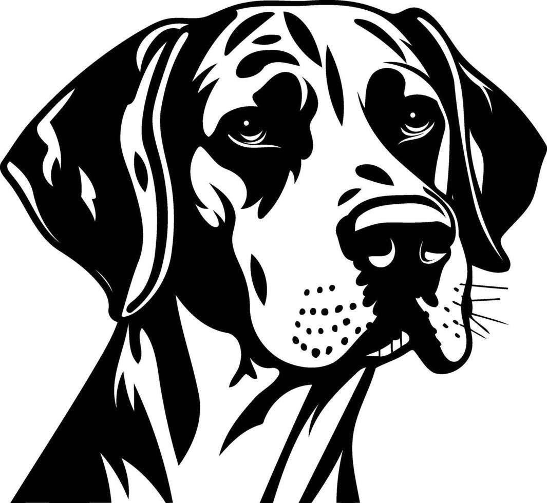 A striking black and white illustration of a german shorthaired pointer, showcasing its proud stance and captivating gaze vector