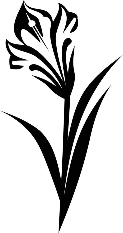 Elegant black and white illustration of a single flower with intricate detail vector