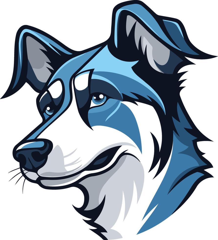 Blue and White Dog Portrait vector