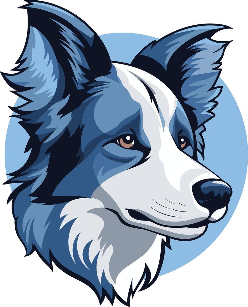 Border Collie Portrait in Blue Tones vector