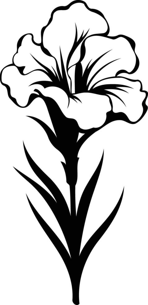 Elegant black and white silhouette of a stylized flower, perfect for tattoos, design projects, and floral motifs vector