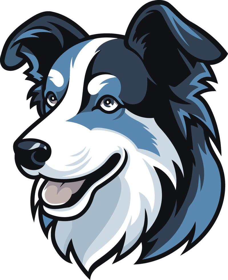 Blue and White Border Collie Portrait vector