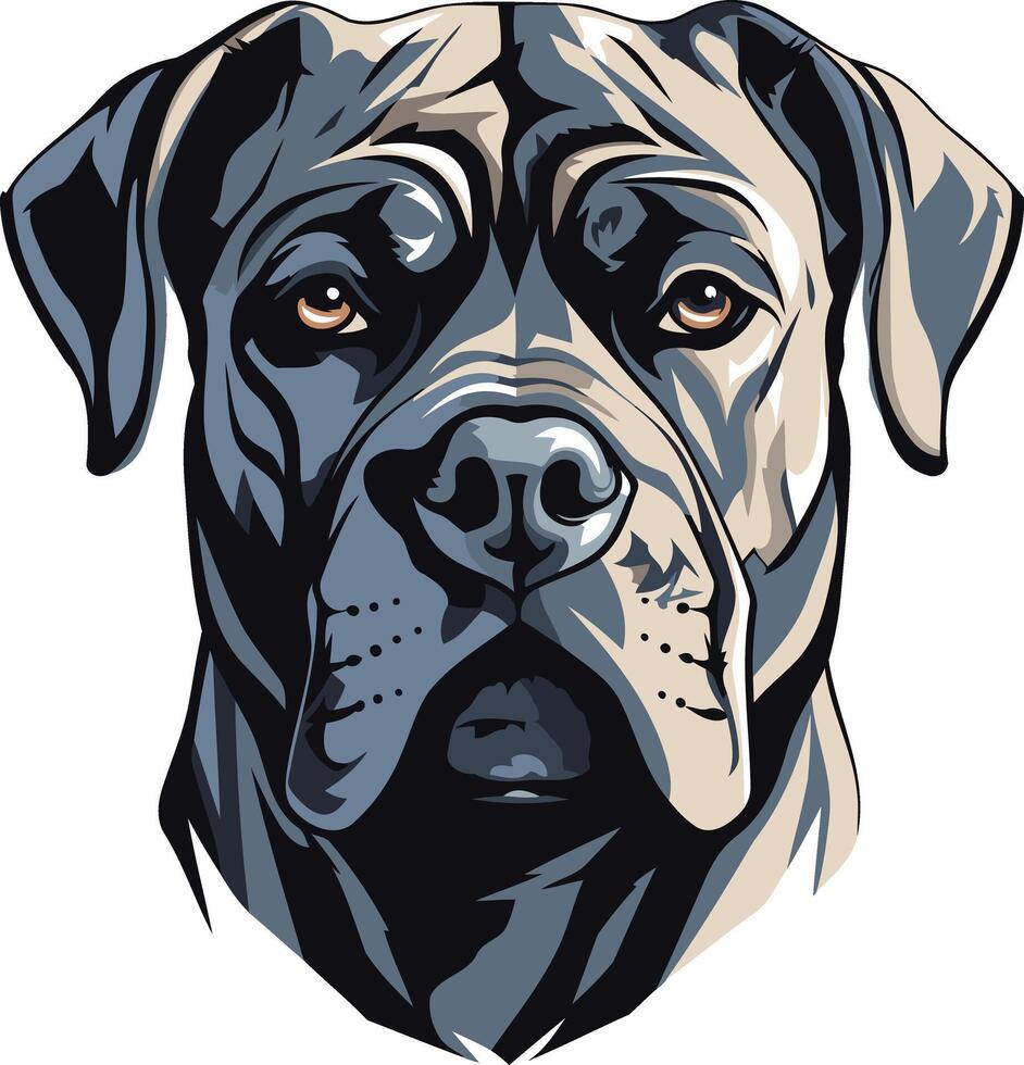 Close up Portrait of a Black Dog vector
