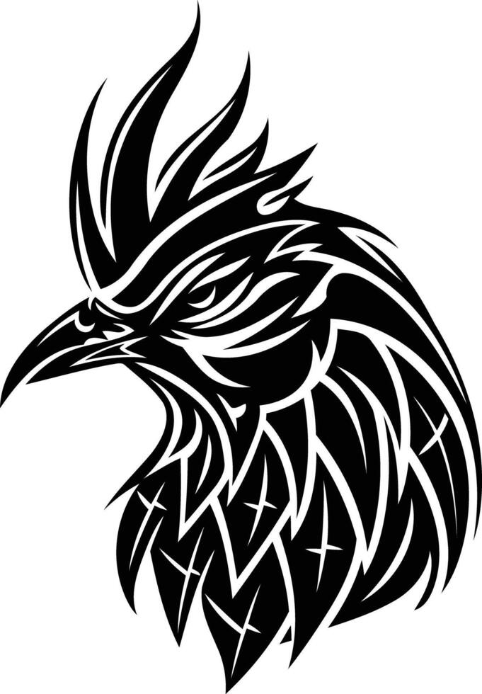 A bold and striking tribal design of a bird's head, perfect for tattoos, logos, or graphic design projects vector