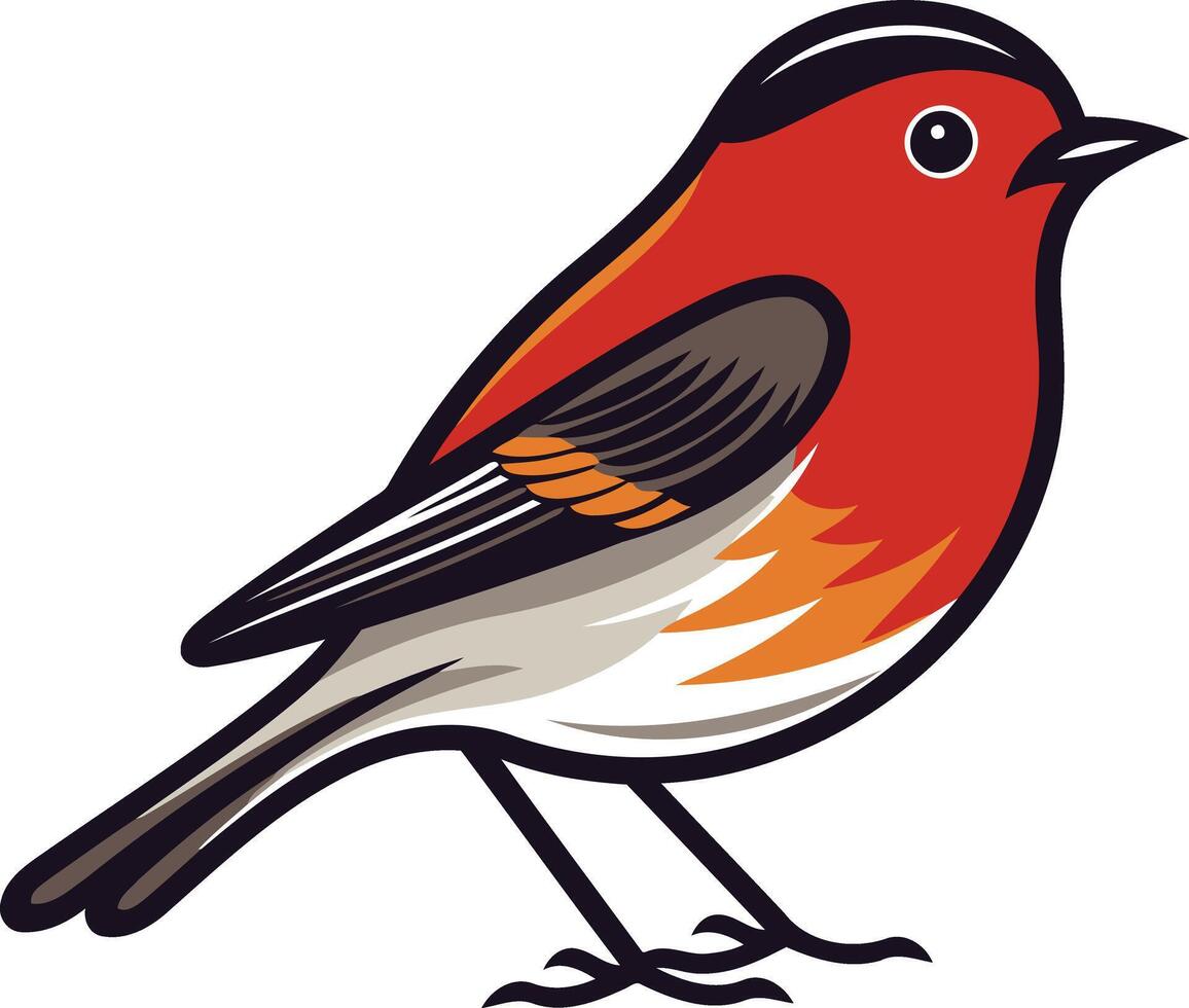 Illustrated Red Breasted Bird vector