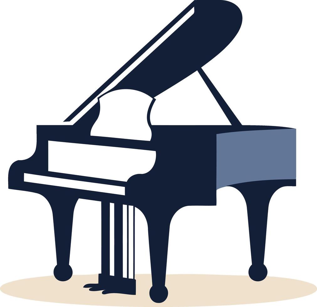 Grand Piano in Silhouette with a White Keyboard vector