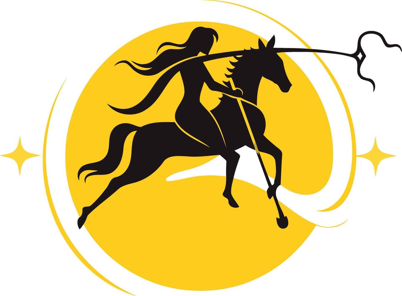 Silhouette of a Woman Riding a Horse in a Circle vector