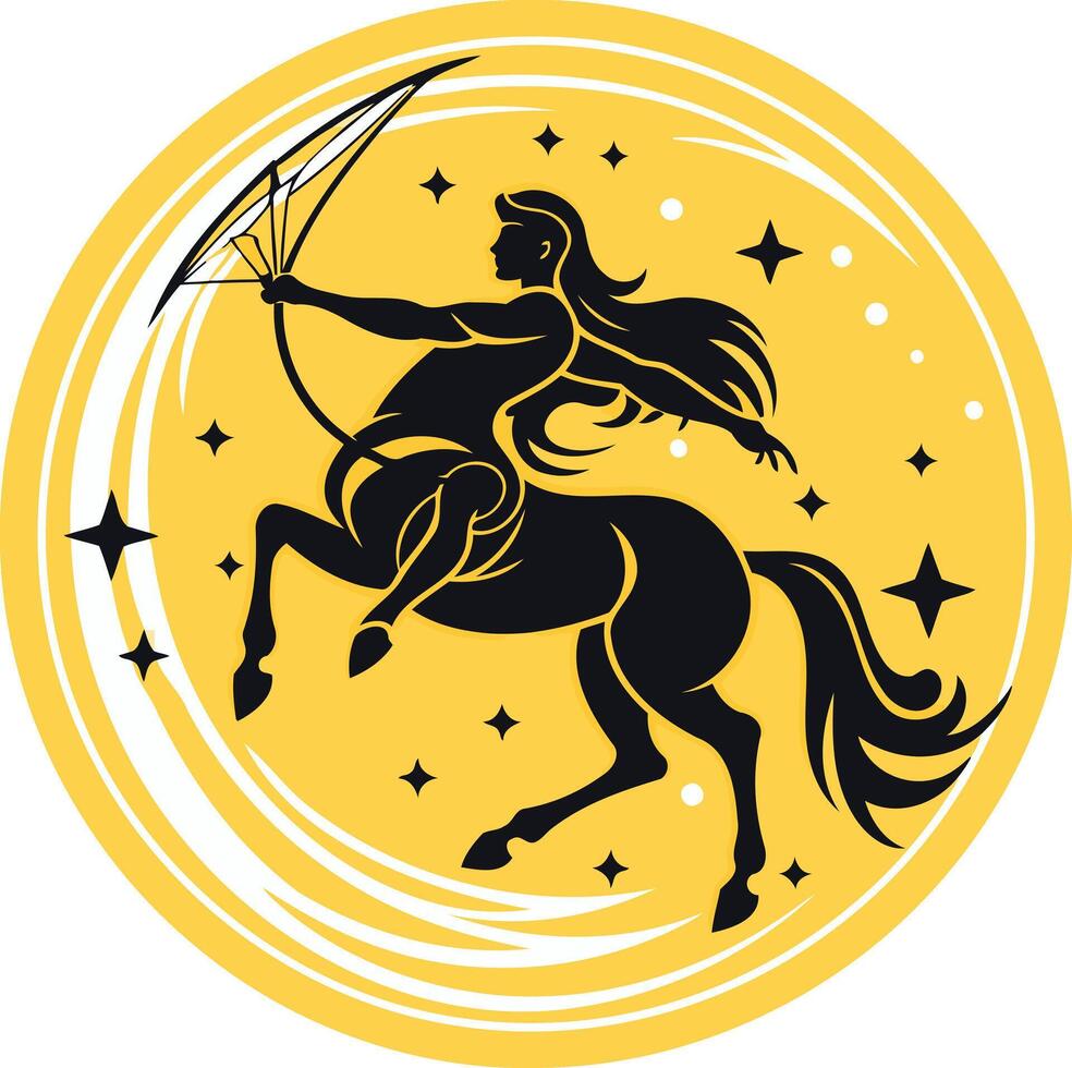 Sagittarius Zodiac Sign with Bow and Arrow vector