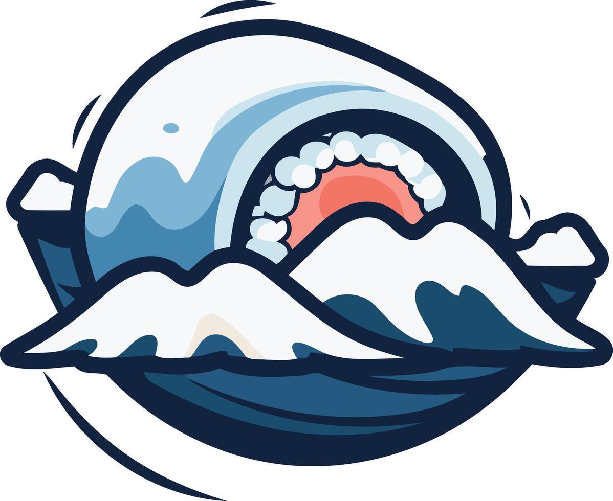 Whimsical Ocean Wave with a Mouth vector