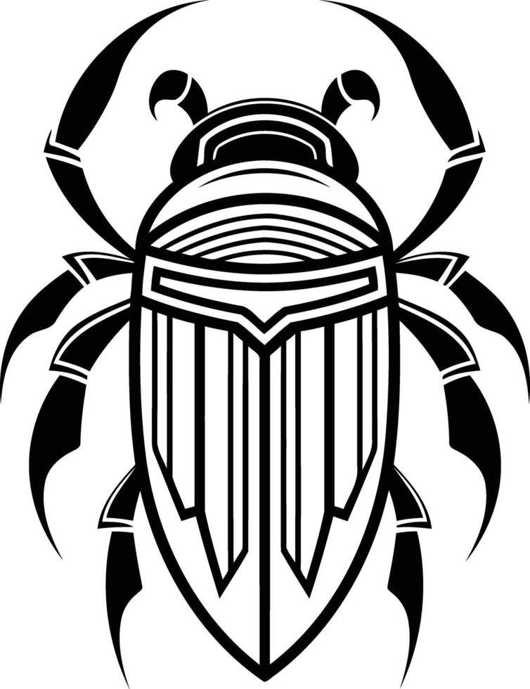 A stylized black and white illustration of a beetle with intricate details, perfect for tattoo designs, branding, and graphic design projects vector