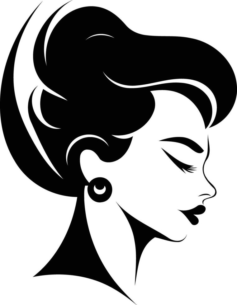 Elegant silhouette of a woman with a stylish hairstyle and an earring vector
