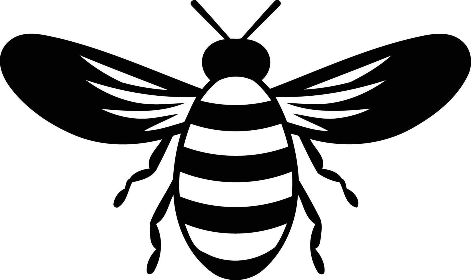 Simple black and white illustration of a bee, perfect for logos, branding, or any project needing a cute, hardworking symbol vector