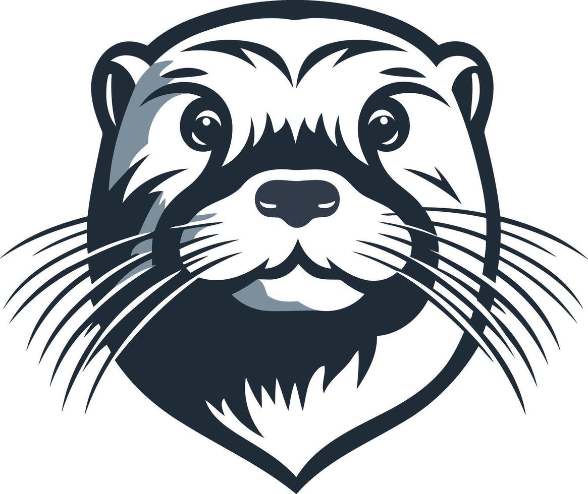 Otter Portrait with Bold Outline vector
