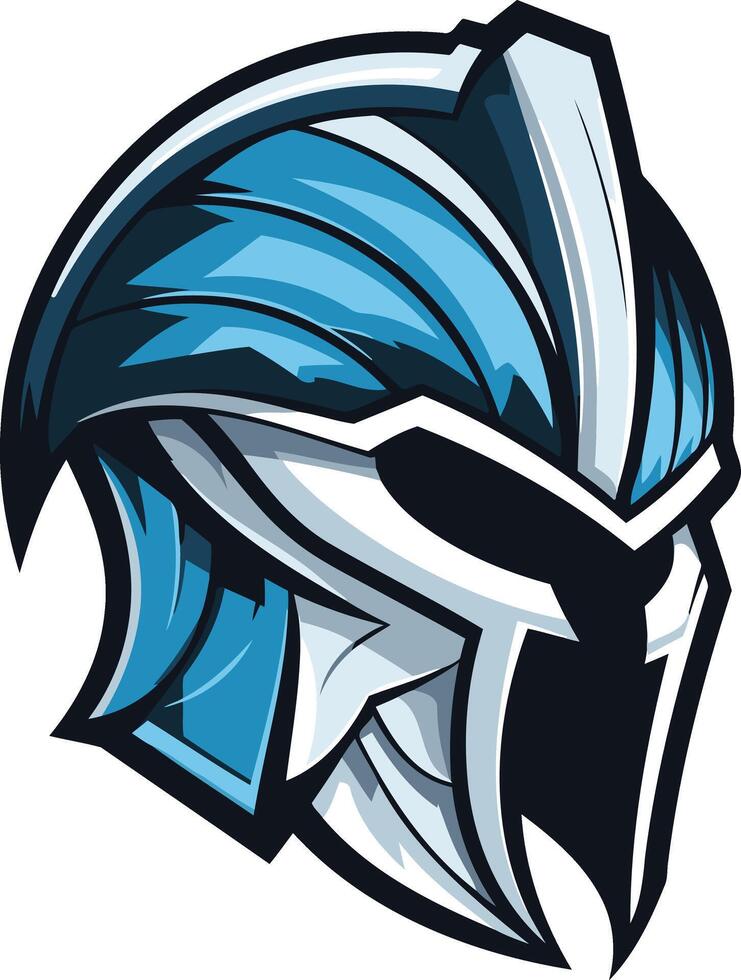 Blue and White Warrior Helmet vector