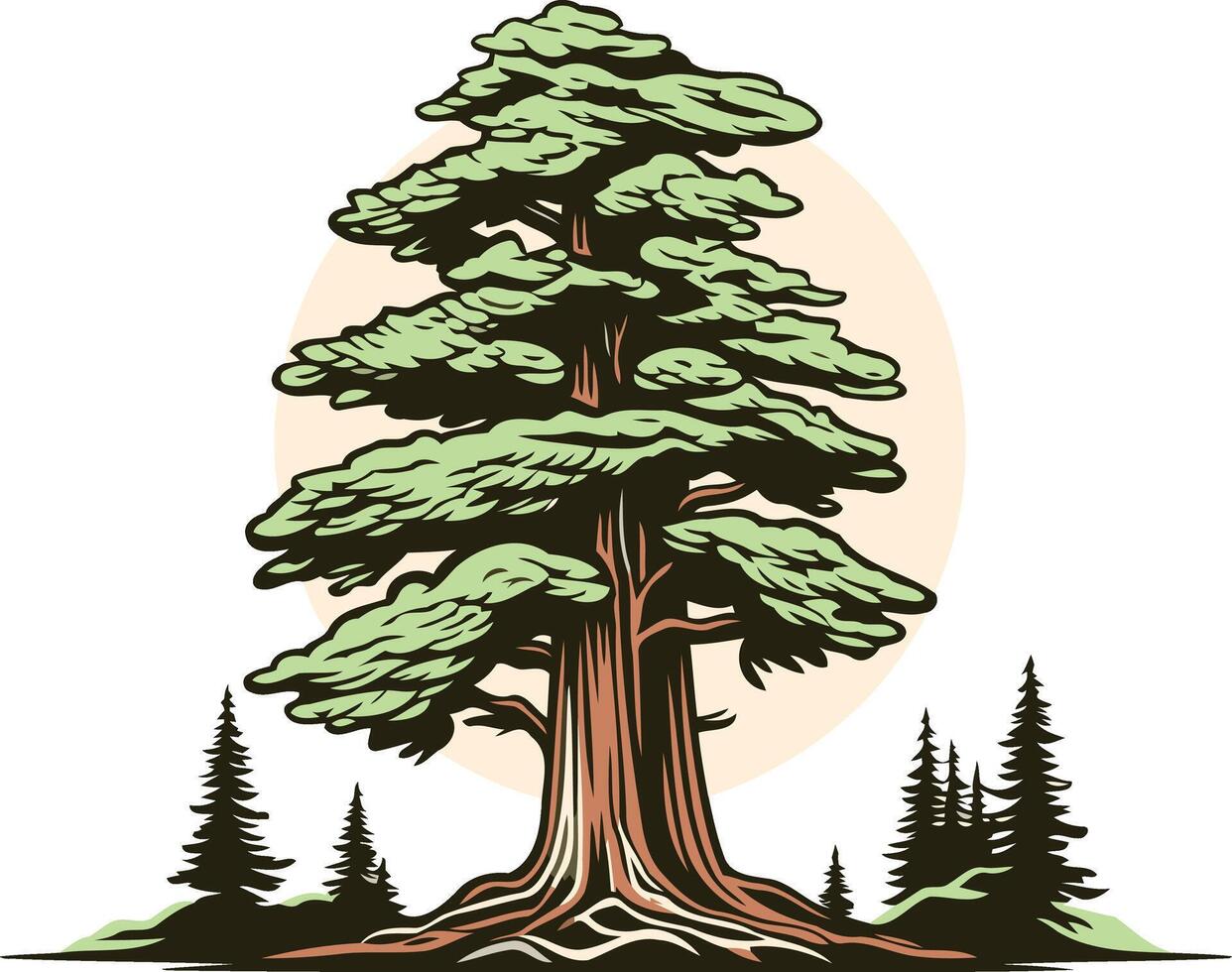 A Majestic Redwood Tree in a Sunlit Forest vector