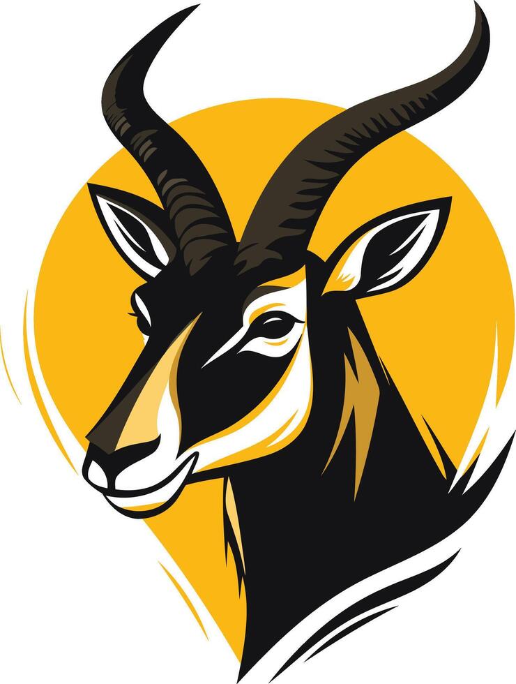 Blackbuck Antelope Head with Curved Horns vector