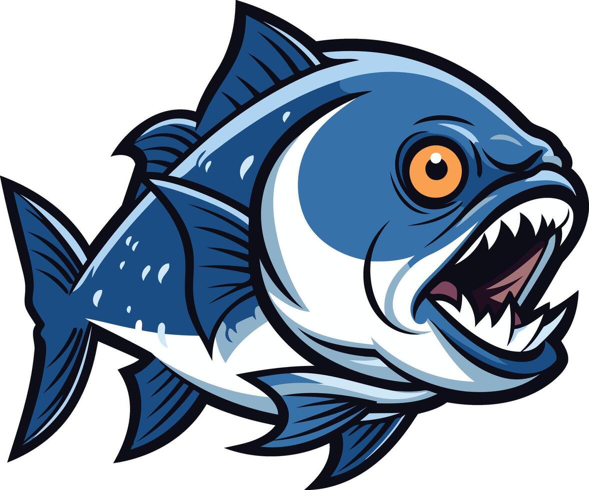 Cartoon Piranha with Open Mouth vector
