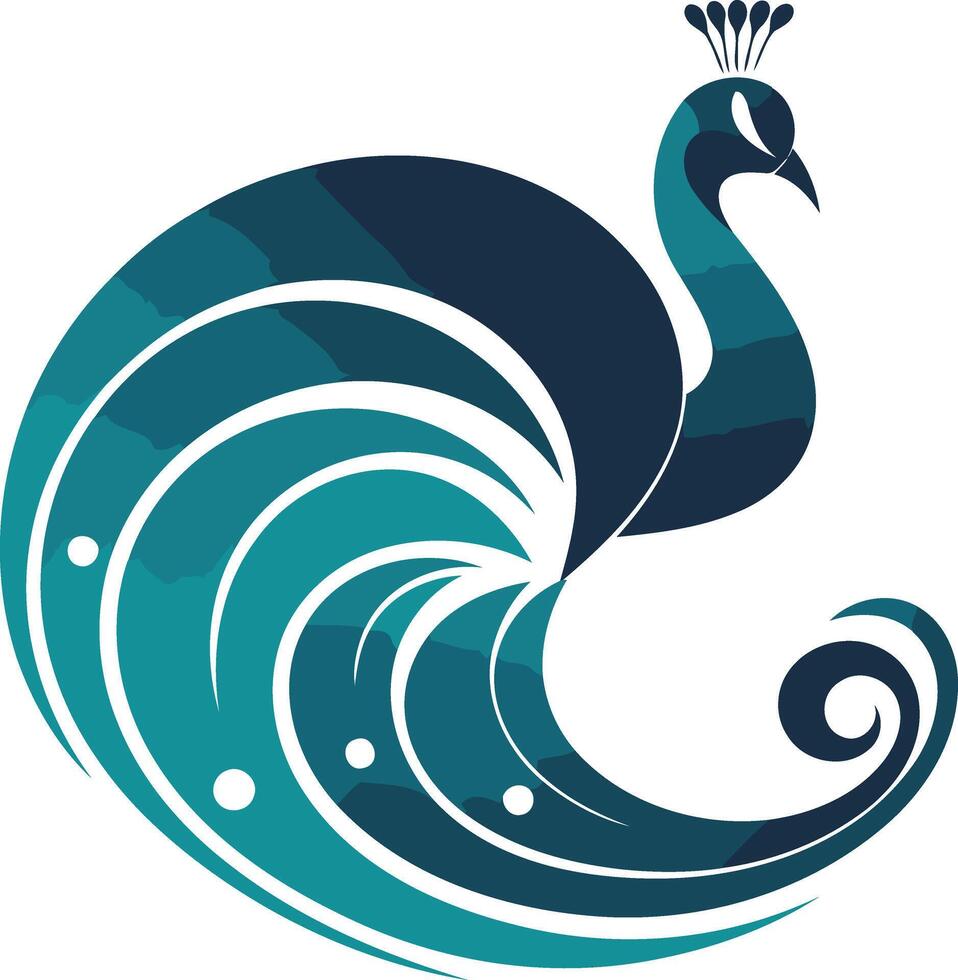 Peacock Silhouette in Teal and Blue Hues vector