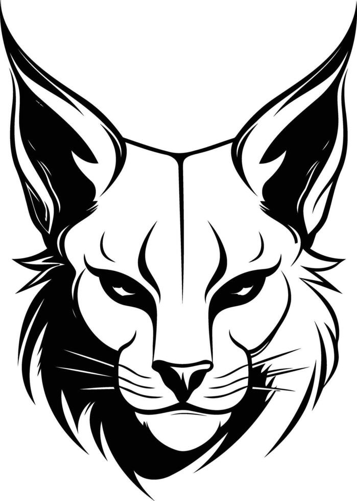 Fierce and captivating, this black and white illustration captures the intense gaze of a lynx vector