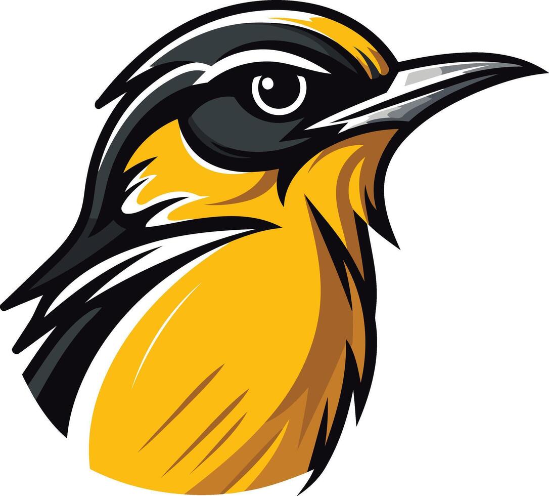 Yellow and Black Bird Head Illustration vector
