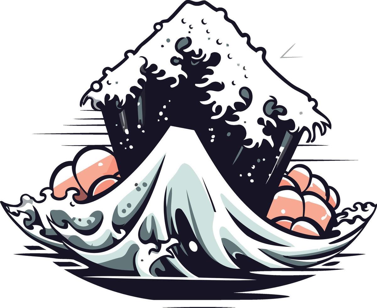 Great Wave of Sushi vector