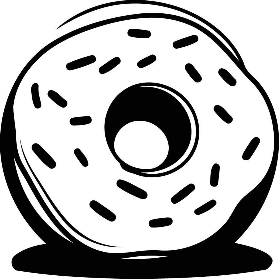 A simple, black and white illustration of a donut with sprinkles vector