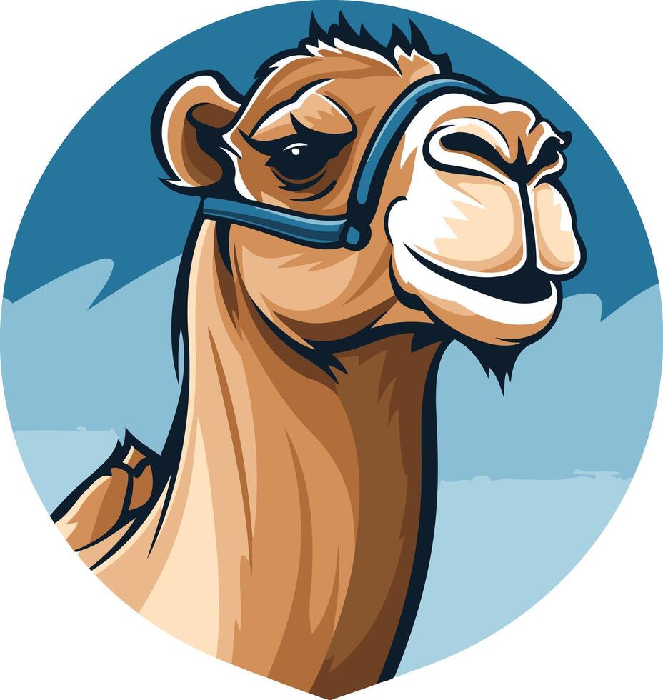 Camel Portrait Against a Blue Sky vector