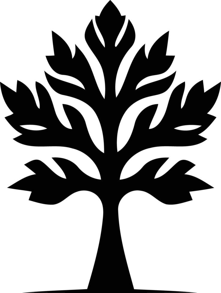 Simple yet elegant black and white silhouette of a stylized tree vector