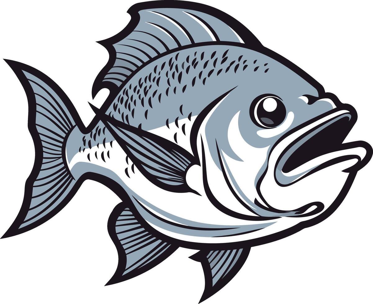 Cartoon Illustration of a Fish with an Open Mouth vector