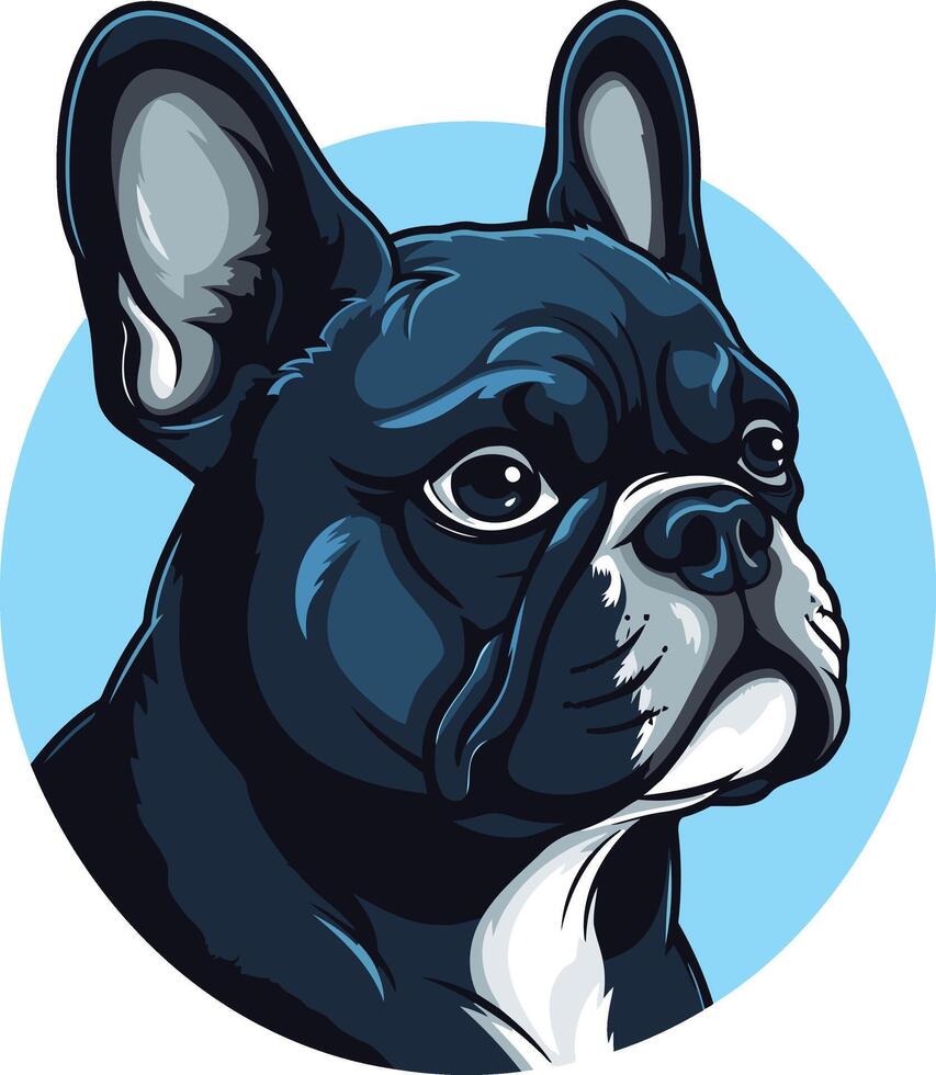 French Bulldog Portrait in Blue Circle vector