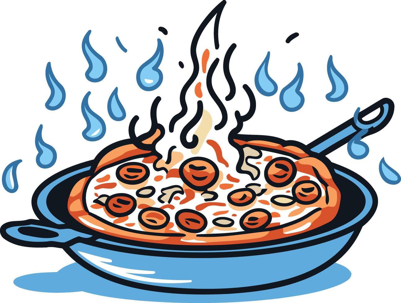 Freshly Baked Pizza with Steam Rising vector