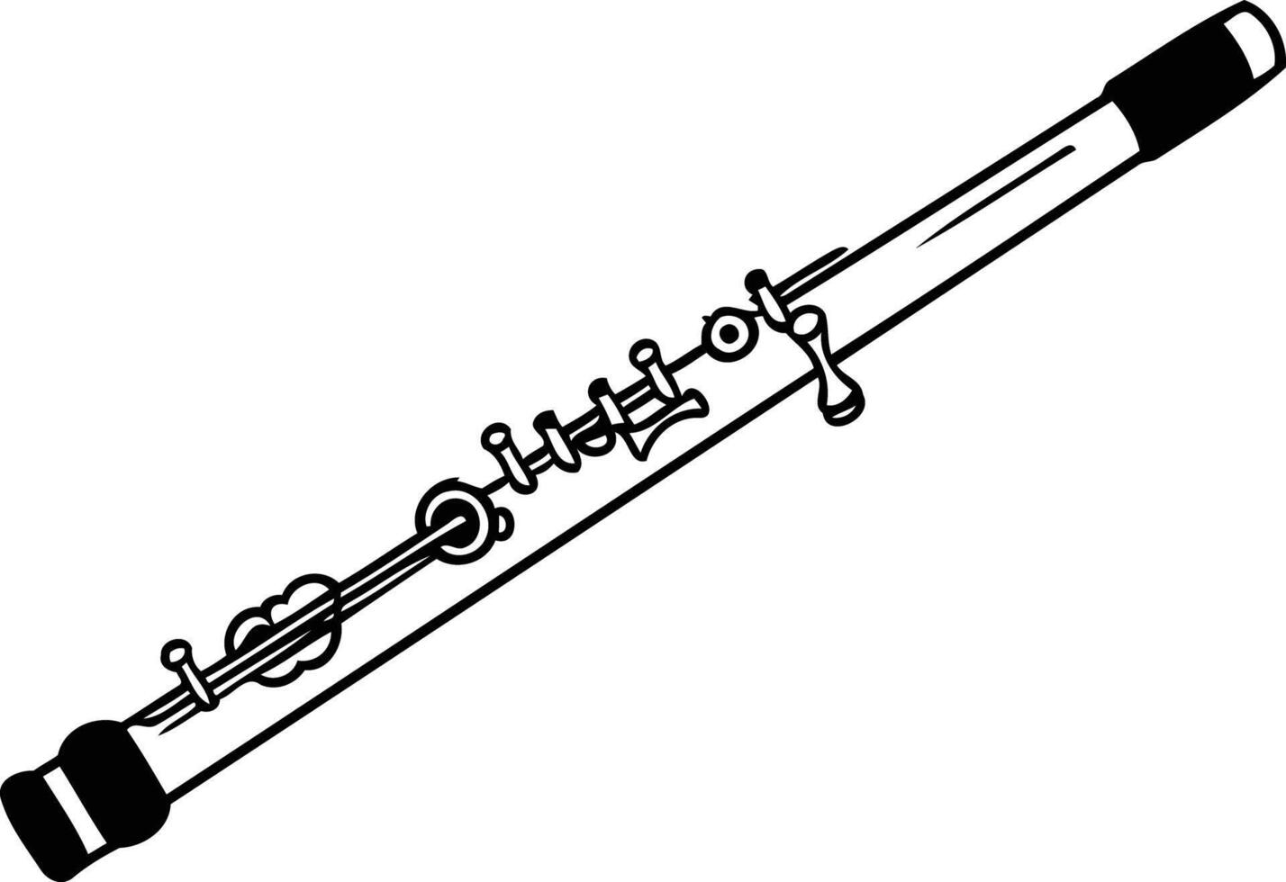 A simple, black and white illustration of a clarinet vector
