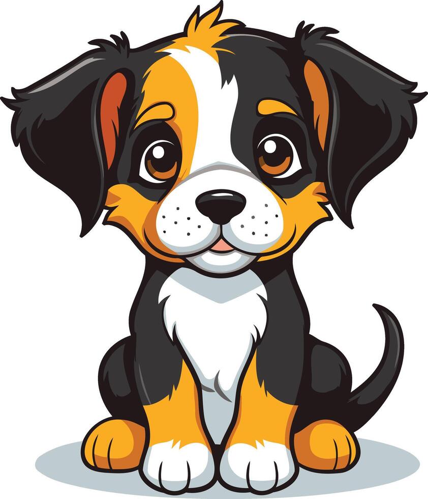 Cute Cartoon Bernese Mountain Dog Puppy vector