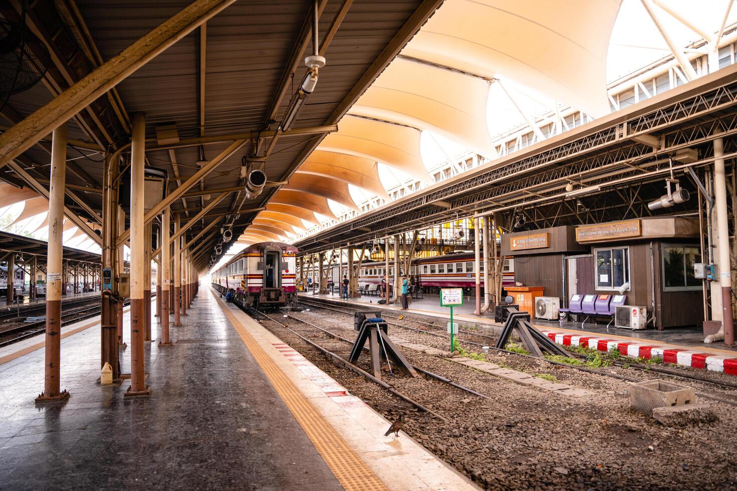 Bangkok,Thailand - February, 16 2023 Bangkok Hua Lamphong railway station is a railway station in Pathum Wan, the former central passenger terminal in Bangkok and the former railway hub of Thailand. photo