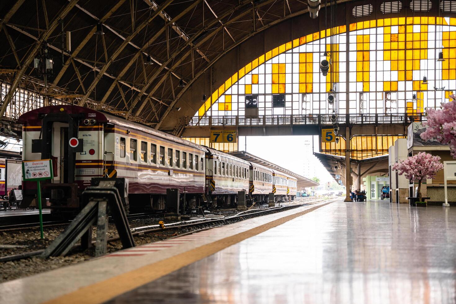 Bangkok,Thailand - February, 16 2023 Bangkok Hua Lamphong railway station is a railway station in Pathum Wan, the former central passenger terminal in Bangkok and the former railway hub of Thailand. photo