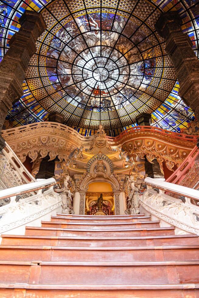 Bangkok, Thailand - February 13, 2023 Erawan Museum is a museum in Samut Prakan Province, Thailand. It is well known for its giant three-headed elephant art display. photo