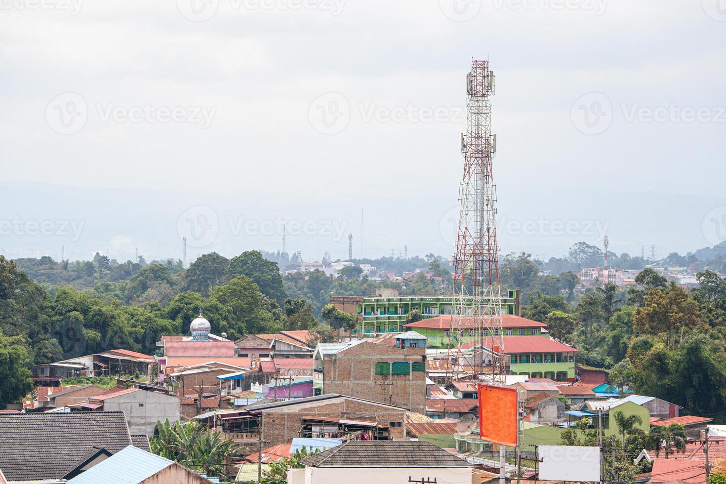 Aerial view of mobile phone cell tower photo