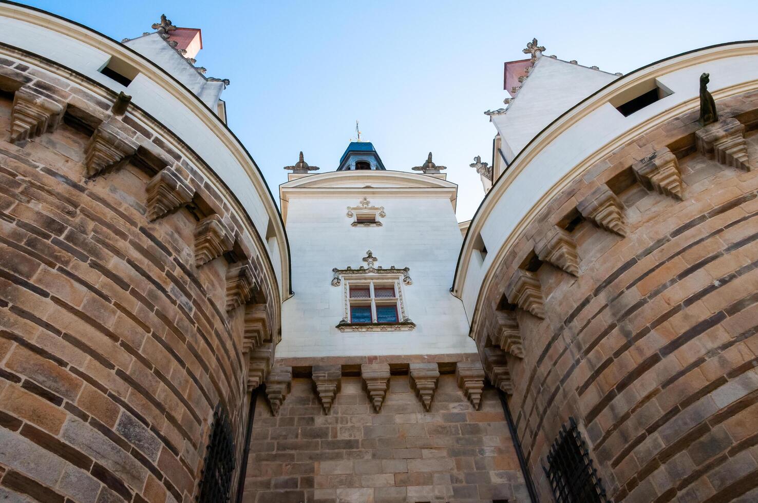 NANTES, FRANCE - SEPTEMBER 12, 2017 - the Chateau Des Ducs De Bretagne or Castle of the Dukes of Brittany, Fortified wall of castle photo