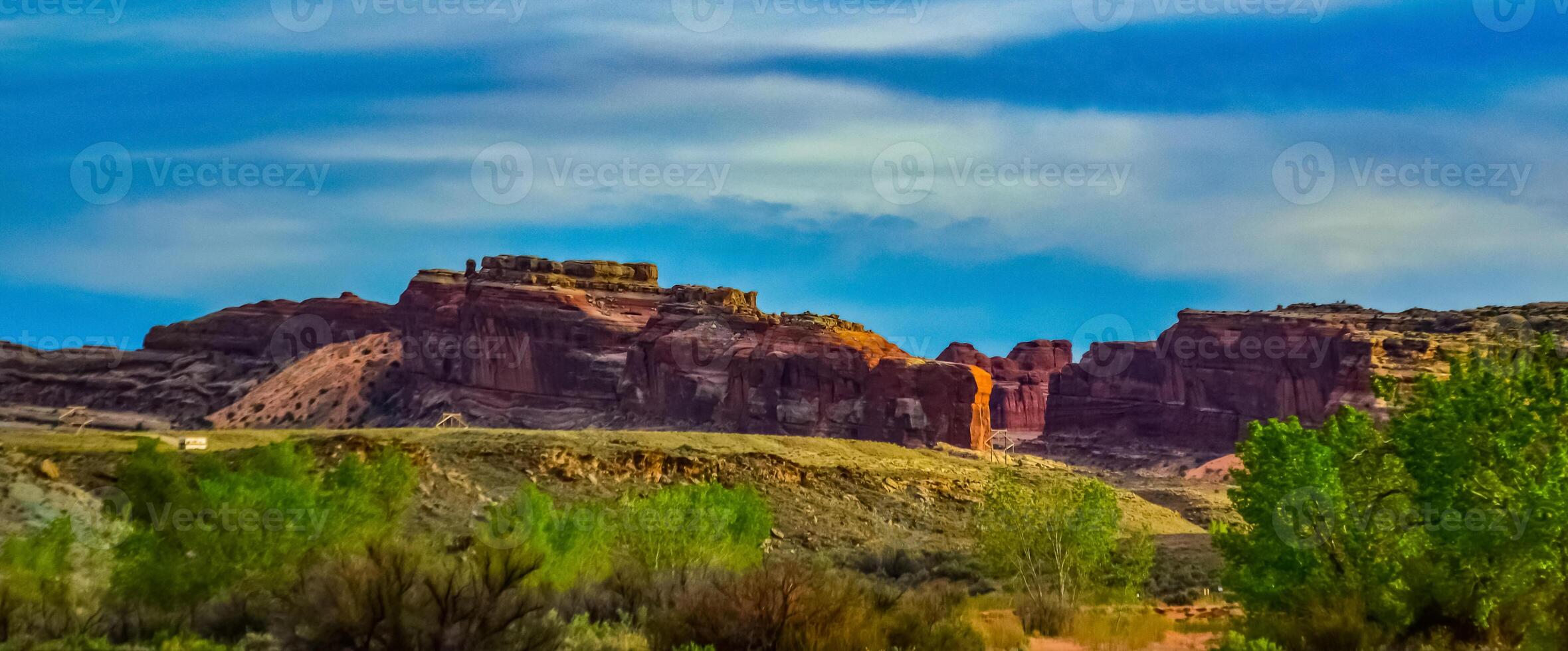 Mountainous landscape, red and yellow mountains in Utah, US photo
