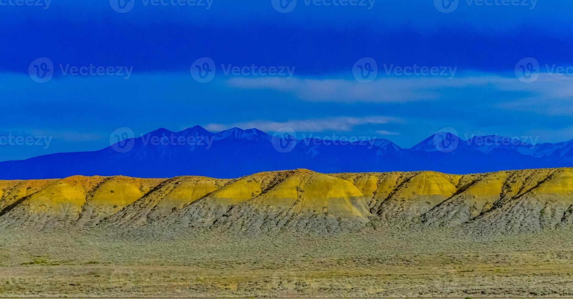 Mountainous landscape, red and yellow mountains in Utah, US photo