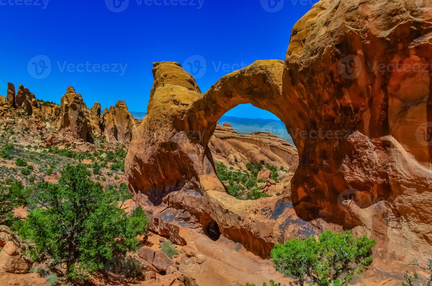 Oblique view of Double O Arch. Arches National Park, Utah, MOAB, US photo