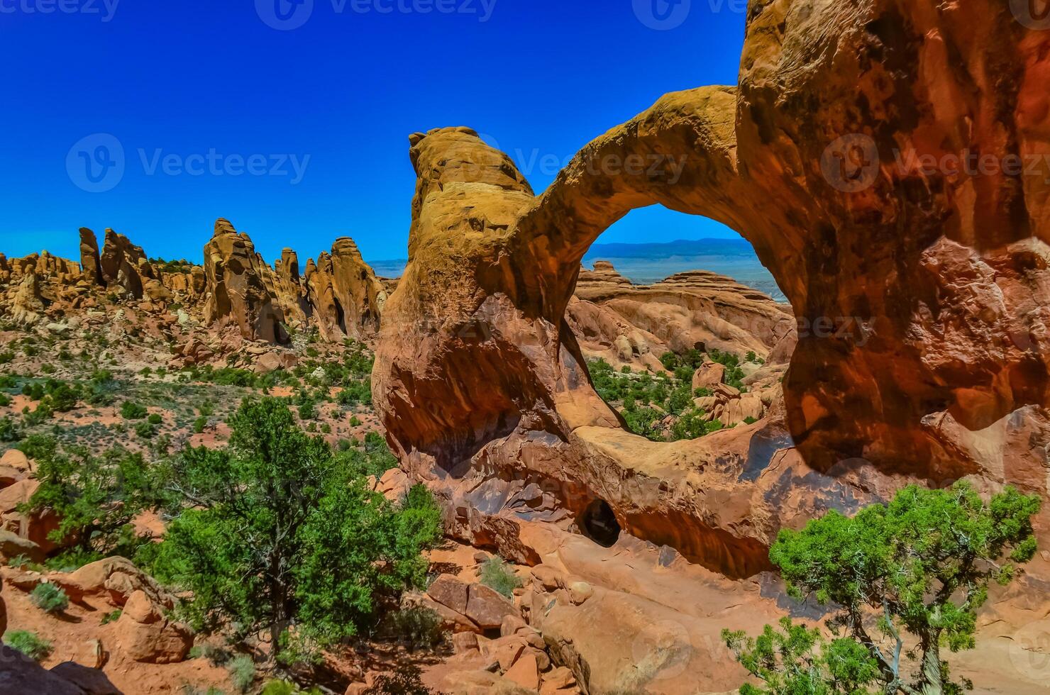 Oblique view of Double O Arch. Arches National Park, Utah, MOAB, US photo