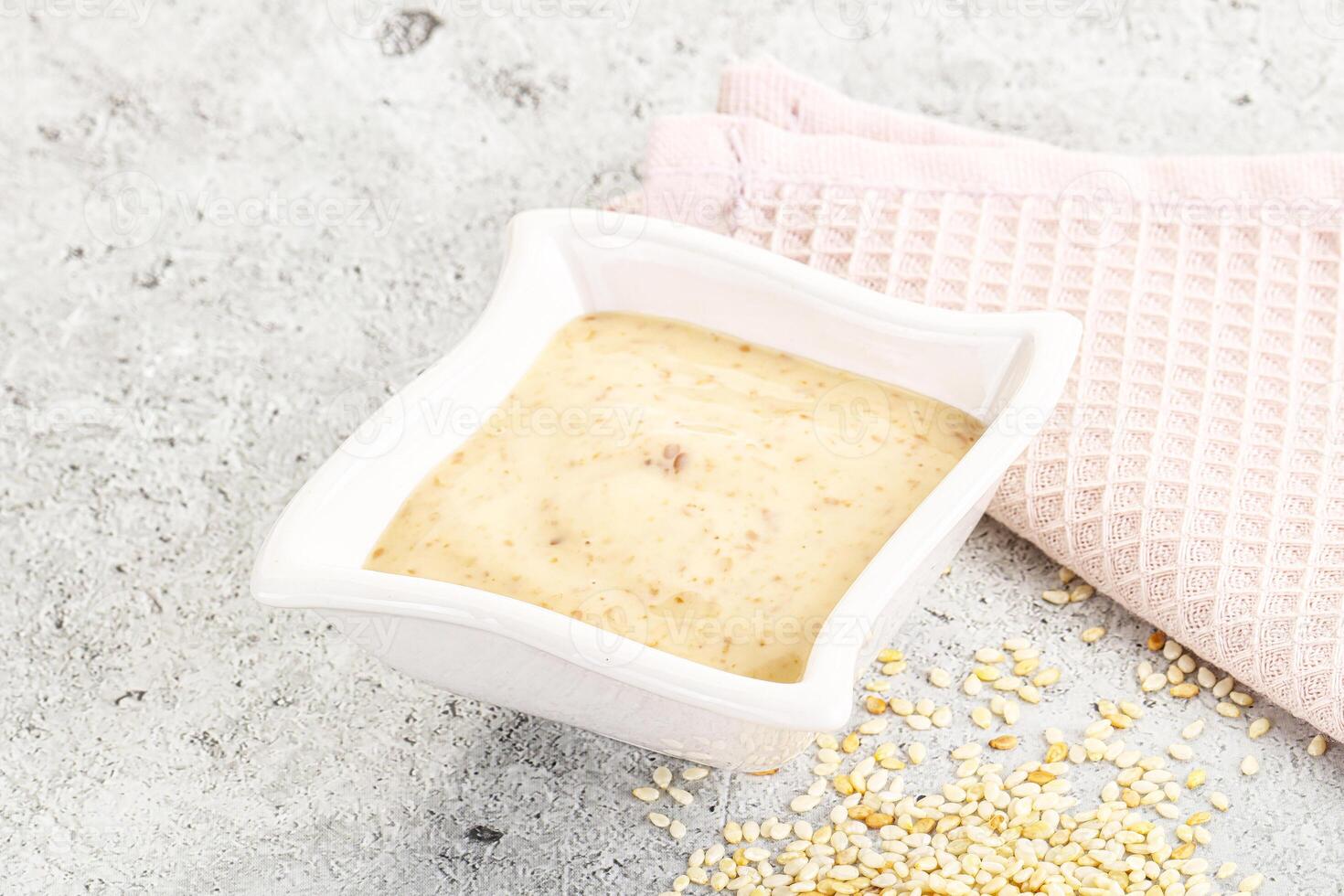 Sesame sauce in the bowl photo