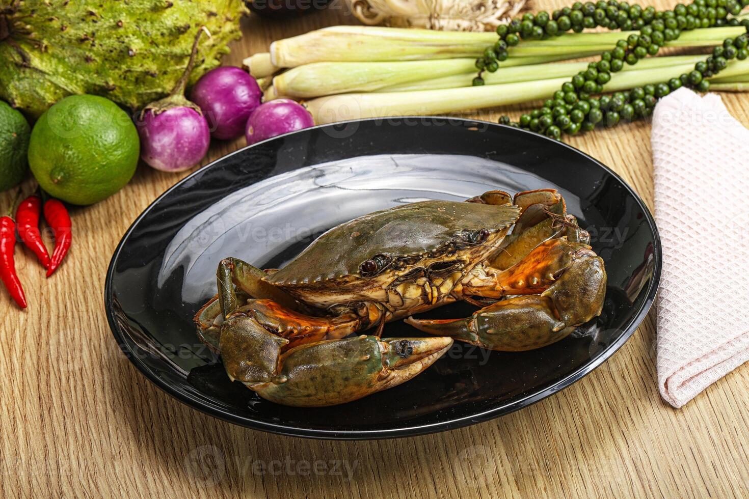 Delicous fresh raw uncooked crab photo
