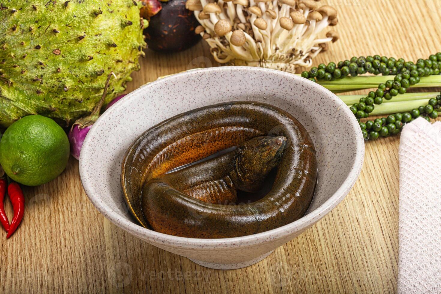 Fresh raw uncooked eel for grill photo