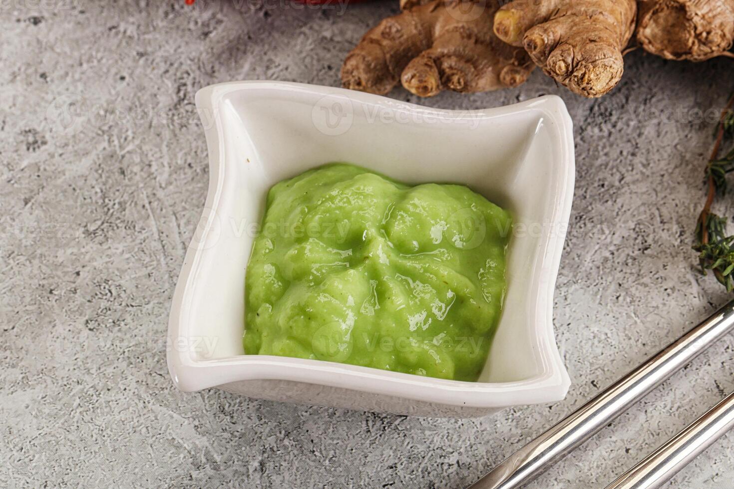 Green organic asian Wasabi seasoning photo