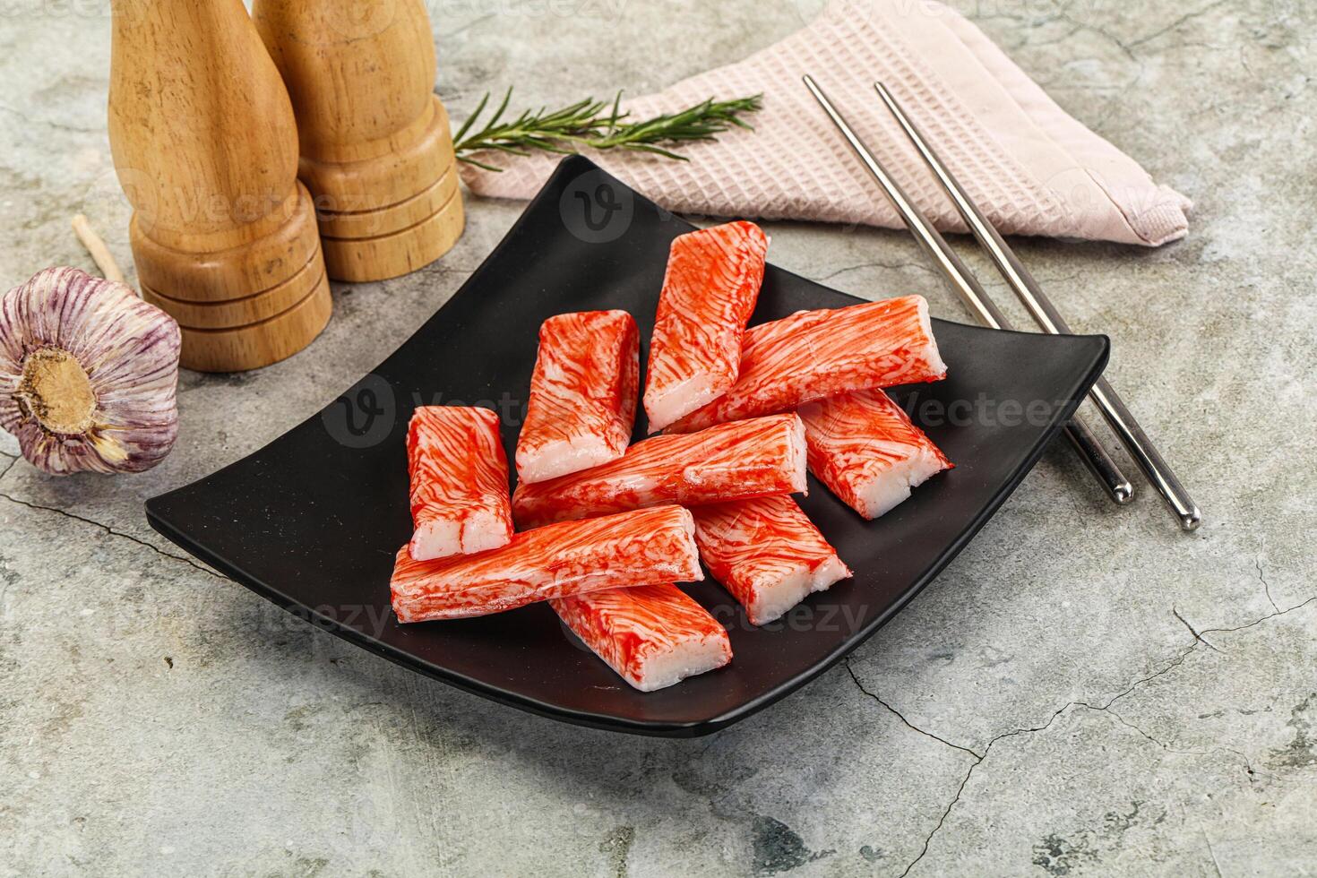 Crab meat stick surimi appetizer photo