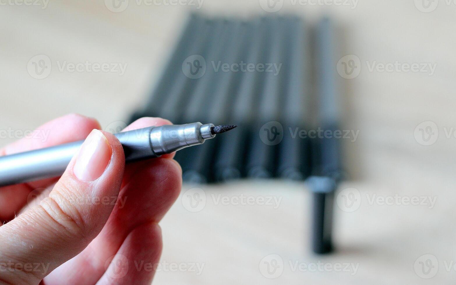 Black liner for drawing with a brush core. photo