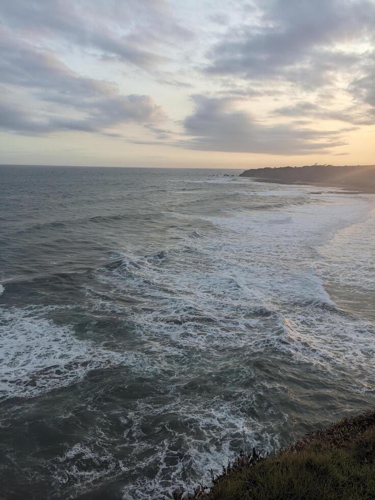 Big waves in the evening when the high tide photo